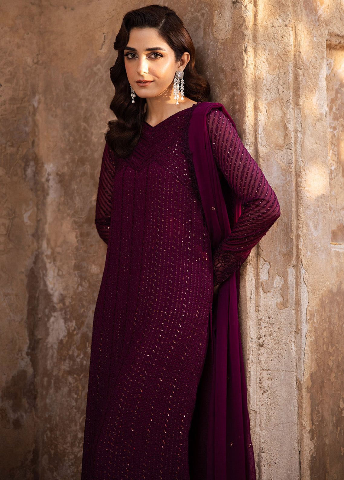 Maya Ali By Azure Embroidered Chiffon 3 Piece Unstitched Suit AZU24MAL D-GARNET MAJESTY Maya Ali By Azure Embroidered Chiffon 3 Piece Unstitched Suit AZU24MAL D-GARNET MAJESTY