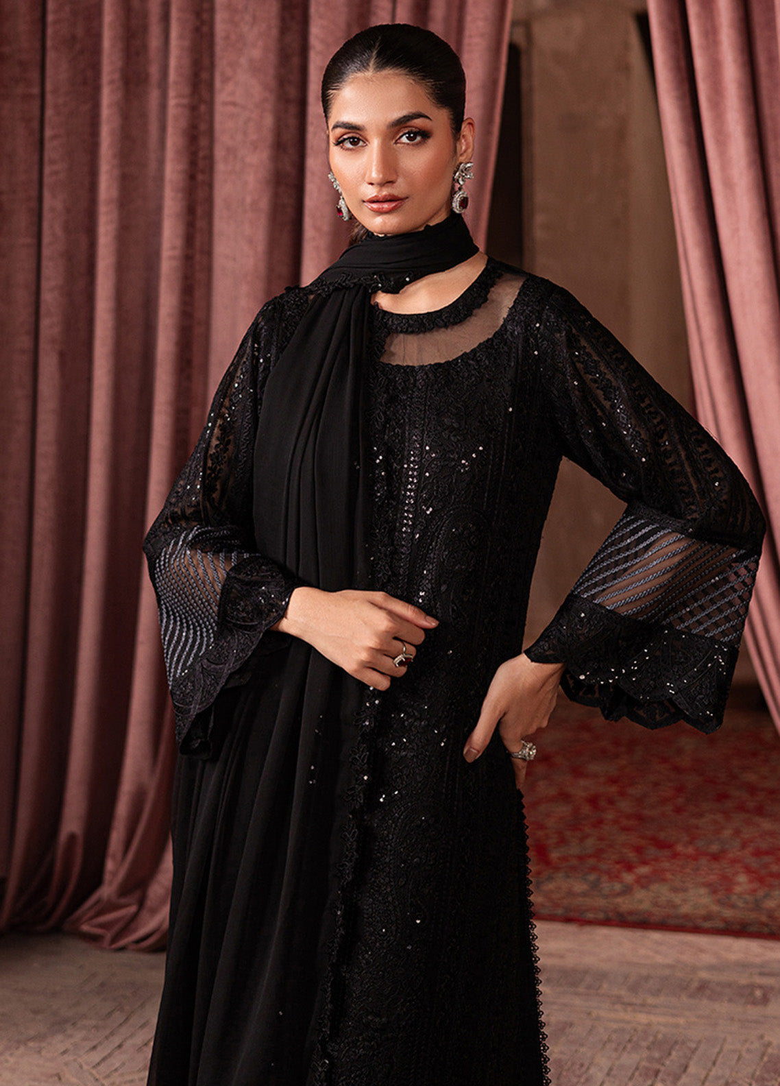 Maya Ali By Azure Embroidered Chiffon 3 Piece Unstitched Suit AZU24MAL D-NOIR MYSTIQUE Maya Ali By Azure Embroidered Chiffon 3 Piece Unstitched Suit AZU24MAL D-NOIR MYSTIQUE