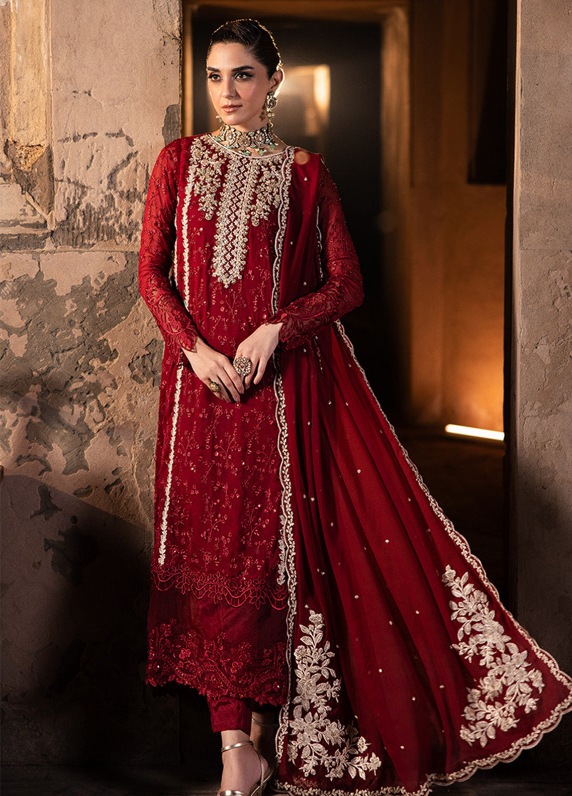 Maya Ali By Azure Embroidered Chiffon 3 Piece Unstitched Suit AZU24MAL D-ROYAL CRIMSON Maya Ali By Azure Embroidered Chiffon 3 Piece Unstitched Suit AZU24MAL D-ROYAL CRIMSON