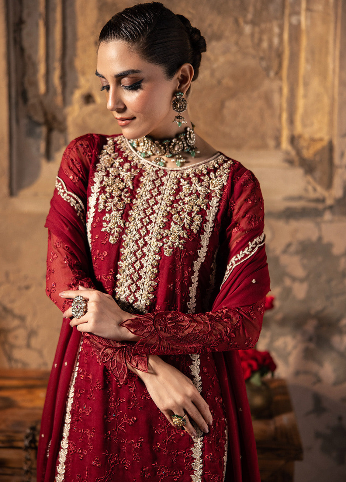 Maya Ali By Azure Embroidered Chiffon 3 Piece Unstitched Suit AZU24MAL D-ROYAL CRIMSON Maya Ali By Azure Embroidered Chiffon 3 Piece Unstitched Suit AZU24MAL D-ROYAL CRIMSON