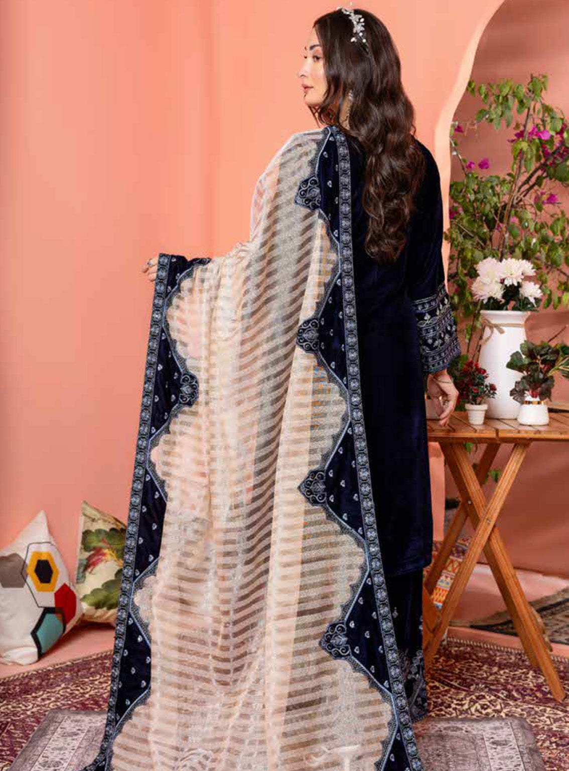 Maya By Schick Embroidered Velvet 3 Piece Unstitched Suit SDH24M D-01 Maya By Schick Embroidered Velvet 3 Piece Unstitched Suit SDH24M D-01