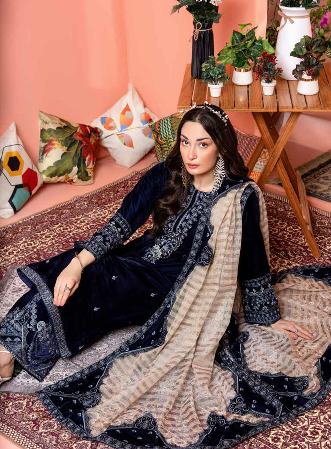 Maya By Schick Embroidered Velvet 3 Piece Unstitched Suit SDH24M D-01 Maya By Schick Embroidered Velvet 3 Piece Unstitched Suit SDH24M D-01