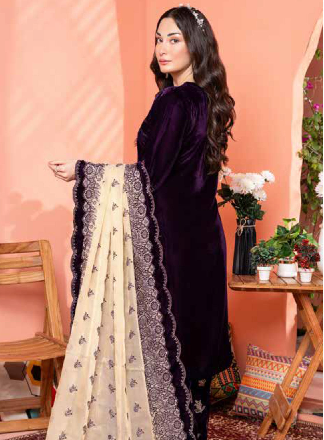 Maya By Schick Embroidered Velvet 3 Piece Unstitched Suit SDH24M D-02 Maya By Schick Embroidered Velvet 3 Piece Unstitched Suit SDH24M D-02