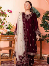 Maya By Schick Embroidered Velvet 3 Piece Unstitched Suit SDH24M D-03