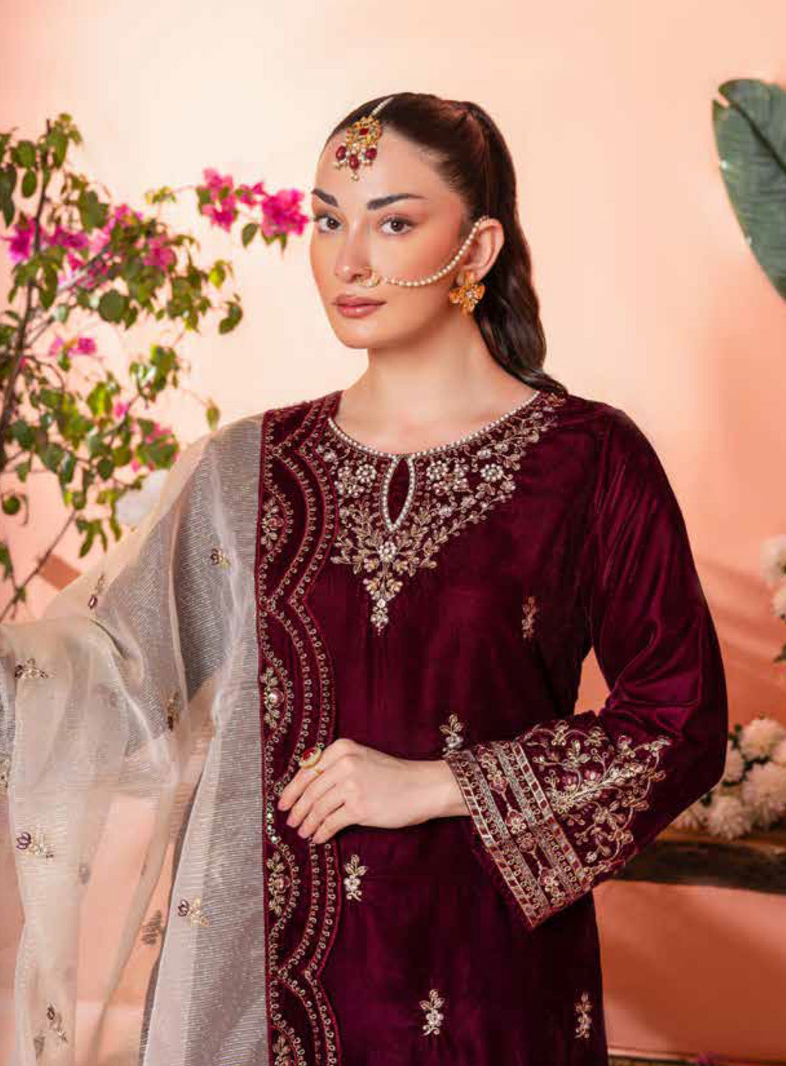 Maya By Schick Embroidered Velvet 3 Piece Unstitched Suit SDH24M D-03 Maya By Schick Embroidered Velvet 3 Piece Unstitched Suit SDH24M D-03