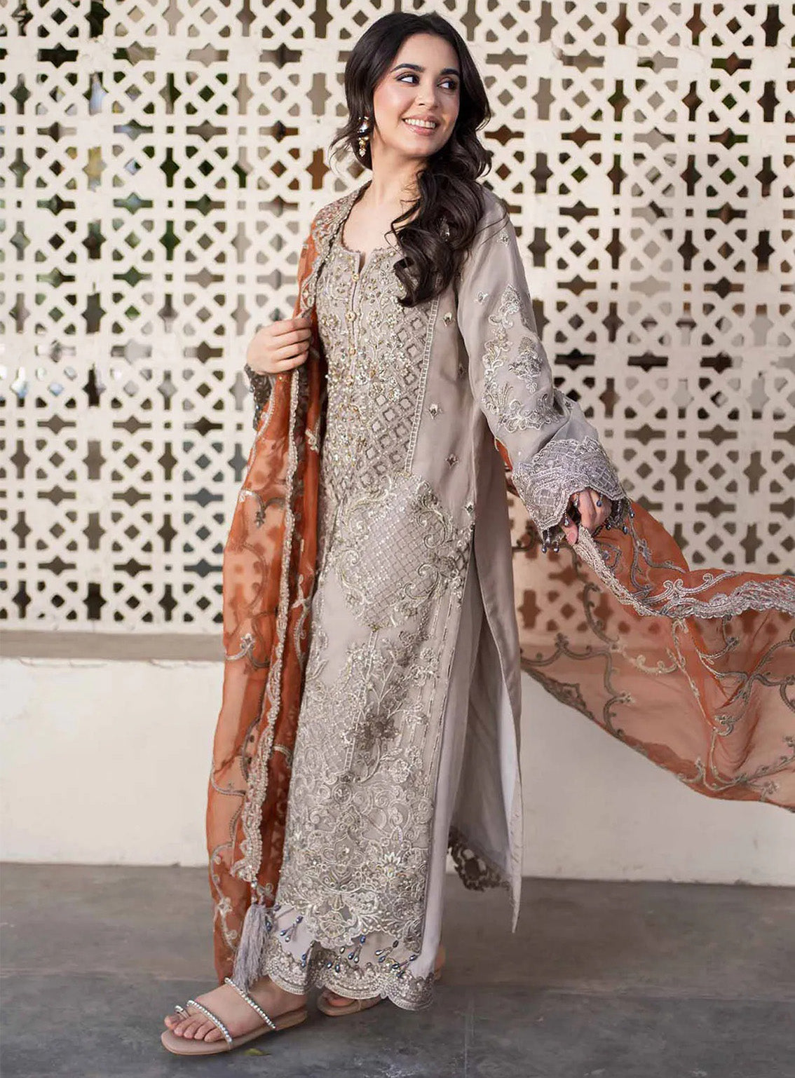 Meeras By Imrozia Embroidered Organza 3 Piece Unstitched Suit IM25MLE D-I-227 MISR Meeras By Imrozia Embroidered Organza 3 Piece Unstitched Suit IM25MLE D-I-227 MISR