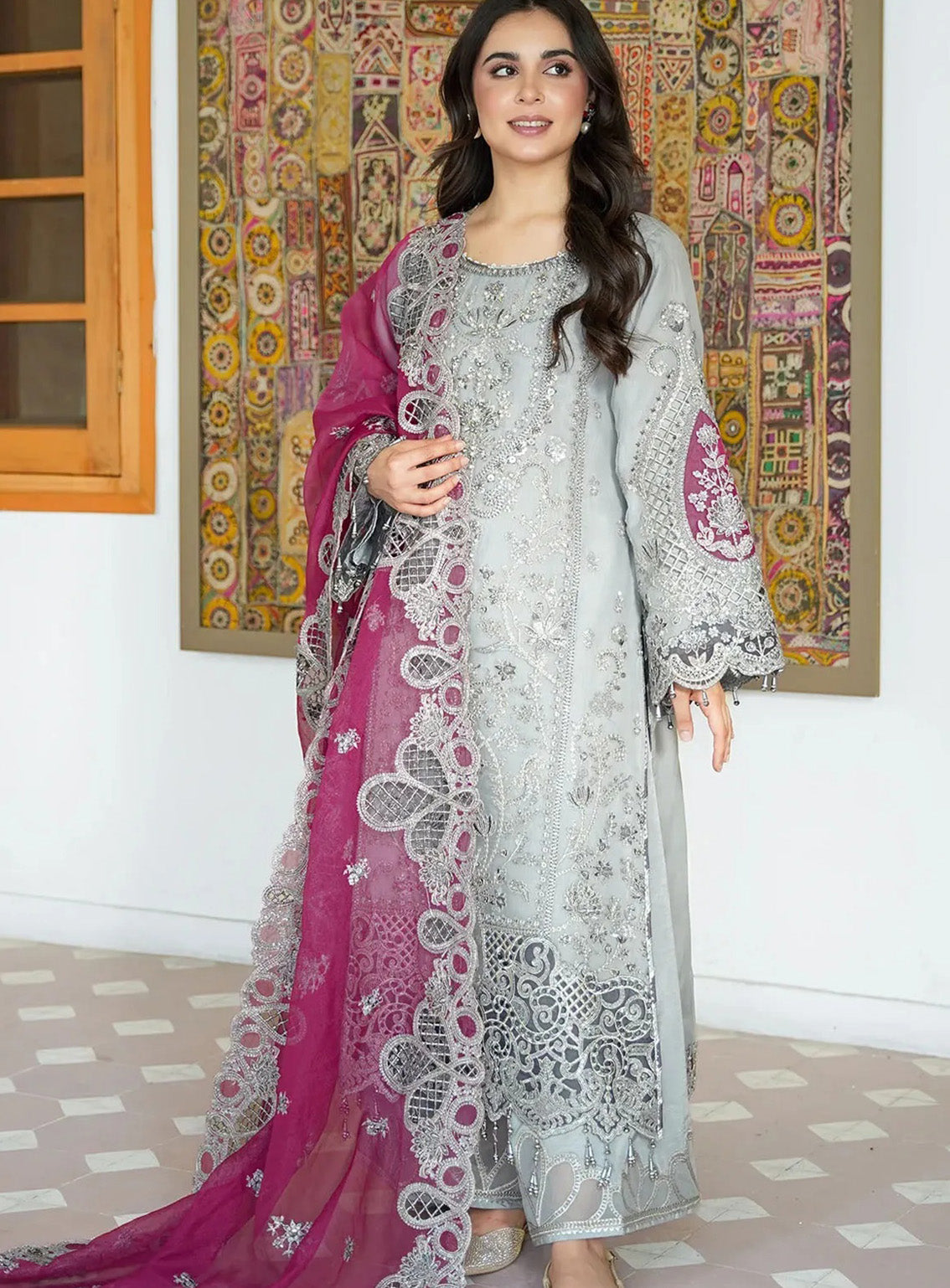 Meeras By Imrozia Embroidered Organza 3 Piece Unstitched Suit IM25MLE D-I-228 ZAREEN Meeras By Imrozia Embroidered Organza 3 Piece Unstitched Suit IM25MLE D-I-228 ZAREEN
