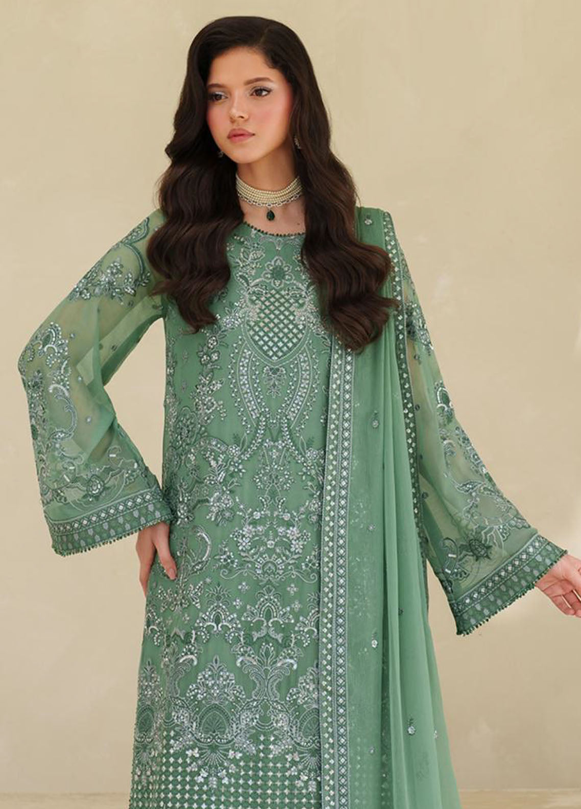 Meesa By Zarif Luxur Formals Embroidered Chiffon 3 Piece Unstitched Suit ZF25MLF D-08 JIROON Meesa By Zarif Luxur Formals Embroidered Chiffon 3 Piece Unstitched Suit ZF25MLF D-08 JIROON