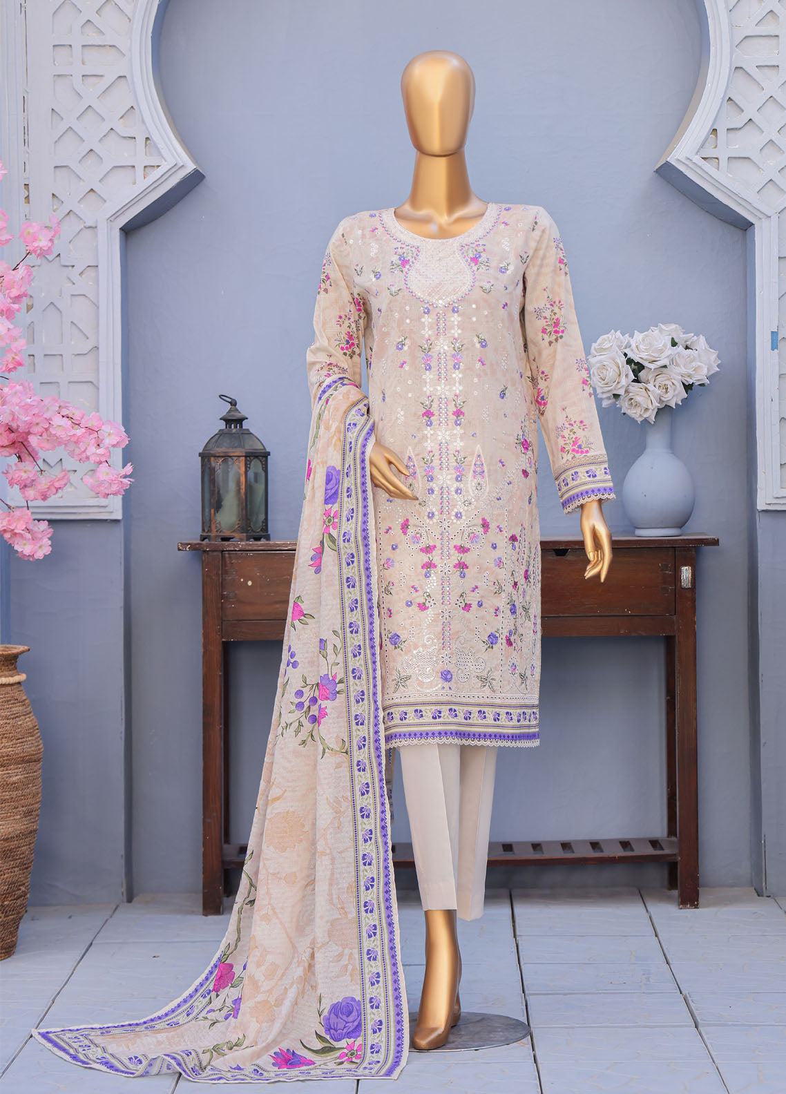 Mehak By HZ Textiles Embroidered Cross Slub Lawn 3 Piece Unstitched Suit HZ25MCS D-MCE-3043 Mehak By HZ Textiles Embroidered Cross Slub Lawn 3 Piece Unstitched Suit HZ25MCS D-MCE-3043