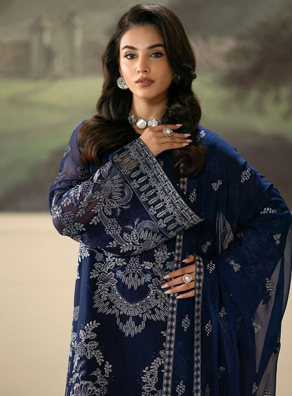 Meharbano By Kuch Khas Embroidered Chiffon 3 Piece Unstitched Suit FL24MV16 K-1601 NILAN Meharbano By Kuch Khas Embroidered Chiffon 3 Piece Unstitched Suit FL24MV16 K-1601 NILAN