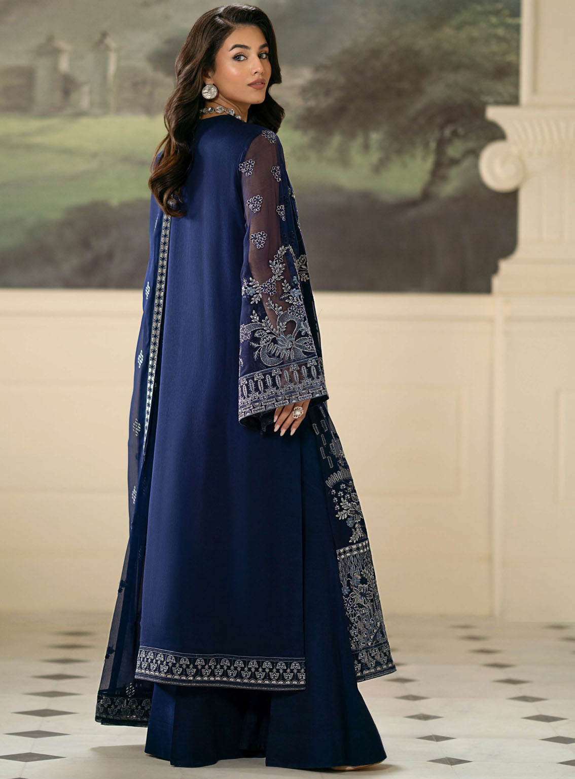 Meharbano By Kuch Khas Embroidered Chiffon 3 Piece Unstitched Suit FL24MV16 K-1601 NILAN Meharbano By Kuch Khas Embroidered Chiffon 3 Piece Unstitched Suit FL24MV16 K-1601 NILAN