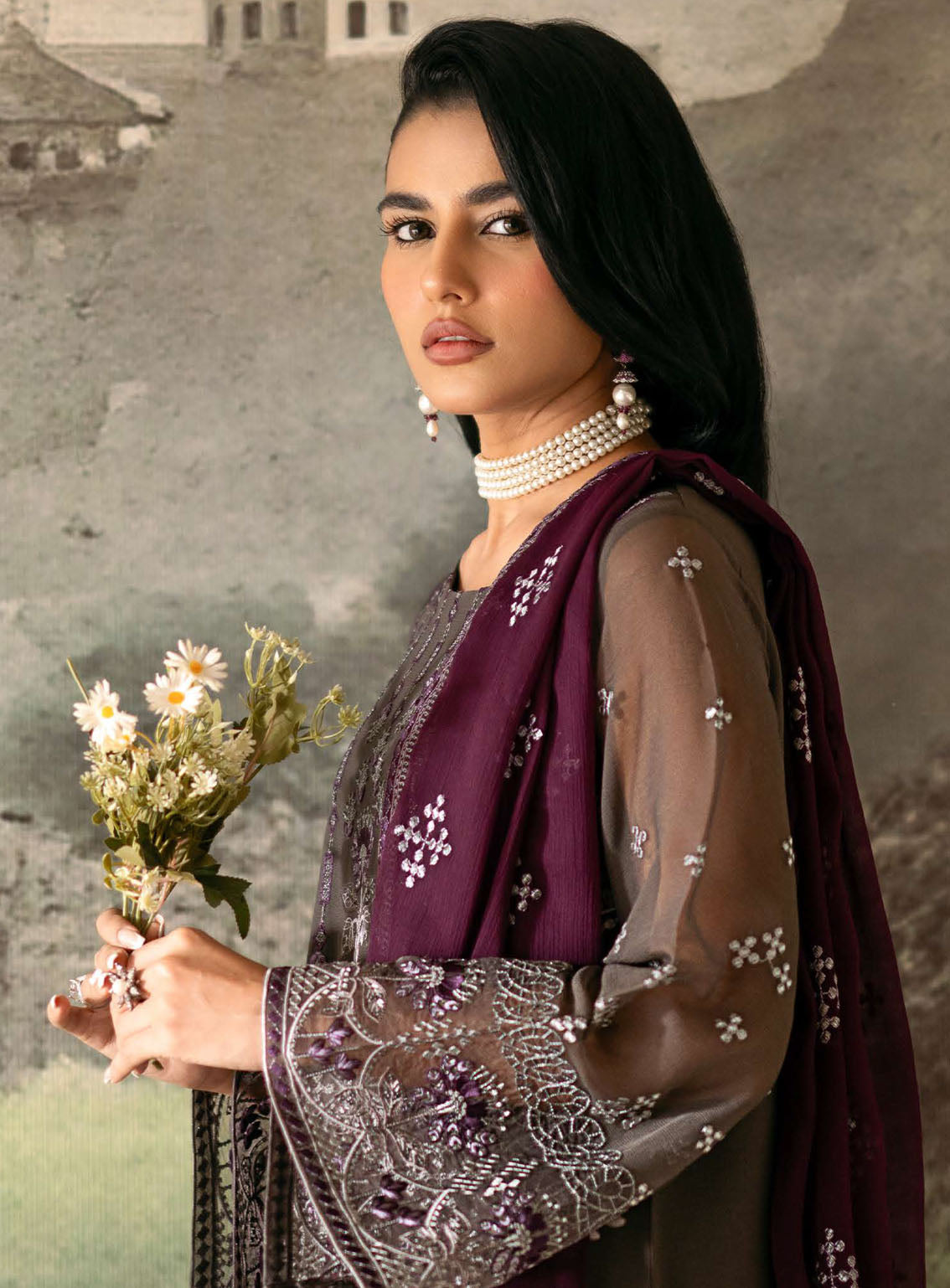 Meharbano By Kuch Khas Embroidered Chiffon 3 Piece Unstitched Suit FL24MV16 K-1605 FLORA Meharbano By Kuch Khas Embroidered Chiffon 3 Piece Unstitched Suit FL24MV16 K-1605 FLORA