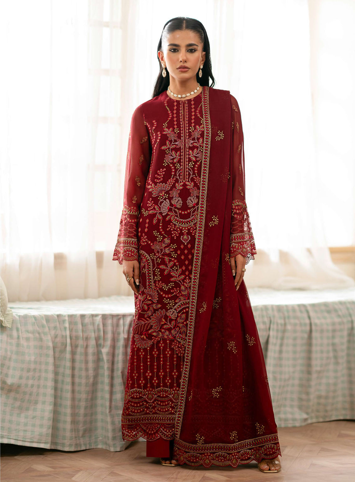 Meharbano By Kuch Khas Embroidered Chiffon 3 Piece Unstitched Suit FL24MV16 K-1608 VELLA Meharbano By Kuch Khas Embroidered Chiffon 3 Piece Unstitched Suit FL24MV16 K-1608 VELLA