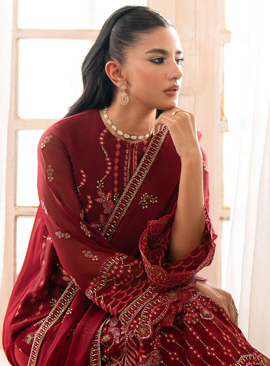 Meharbano By Kuch Khas Embroidered Chiffon 3 Piece Unstitched Suit FL24MV16 K-1608 VELLA Meharbano By Kuch Khas Embroidered Chiffon 3 Piece Unstitched Suit FL24MV16 K-1608 VELLA