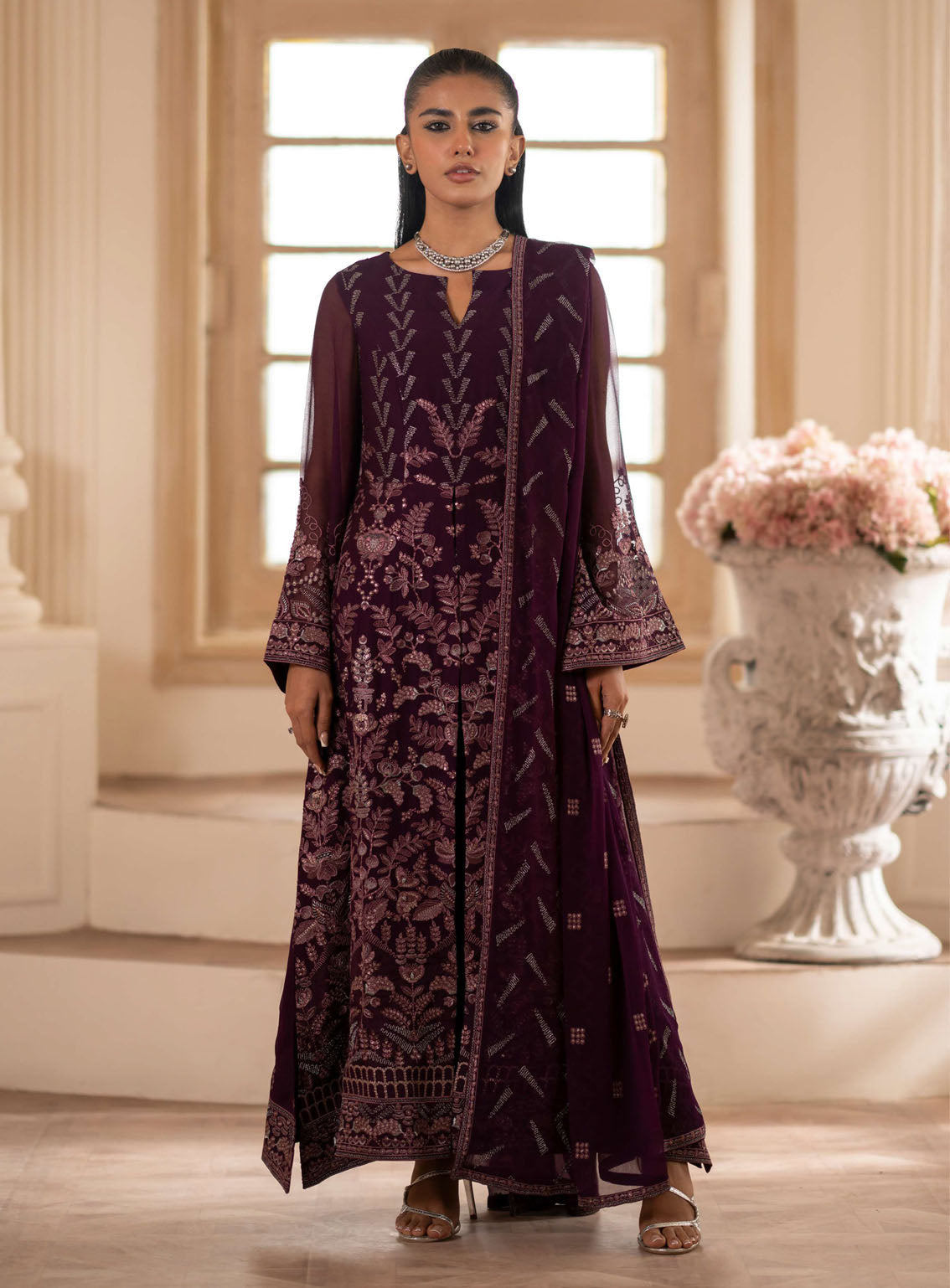 Meharbano By Kuch Khas Embroidered Chiffon 3 Piece Unstitched Suit FL24MV16 K-1609 CALESTE Meharbano By Kuch Khas Embroidered Chiffon 3 Piece Unstitched Suit FL24MV16 K-1609 CALESTE