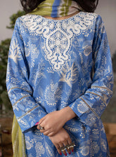 Mehr By Sahane Embroidered Lawn 3 Piece Unstitched Suit SNE24M CT-9007 AZURE ZEST