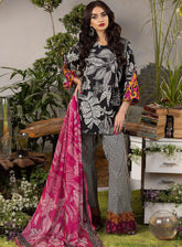 Mehr By Sahane Embroidered Lawn 3 Piece Unstitched Suit SNE24M CT-9010 MONOCHROME CHIC