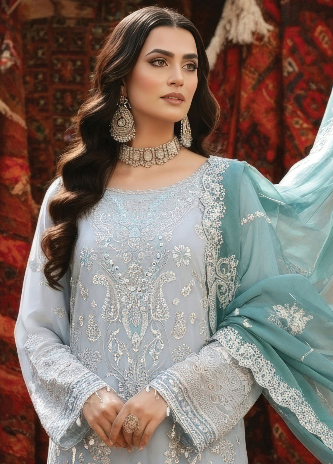 Mehr-E-Mah By Imrozia Premium Embroidered Chiffon 3 Piece Unstitched Suit IM25MMFI D-I-243 ELIF-E-NOOR Mehr-E-Mah By Imrozia Premium Embroidered Chiffon 3 Piece Unstitched Suit IM25MMFI D-I-243 ELIF-E-NOOR
