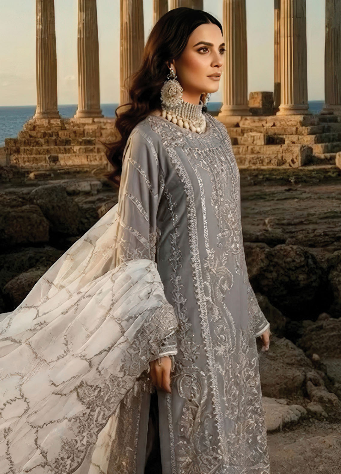 Mehr-E-Mah By Imrozia Premium Embroidered Chiffon 3 Piece Unstitched Suit IM25MMFI D-I-246 LALEZAR Mehr-E-Mah By Imrozia Premium Embroidered Chiffon 3 Piece Unstitched Suit IM25MMFI D-I-246 LALEZAR