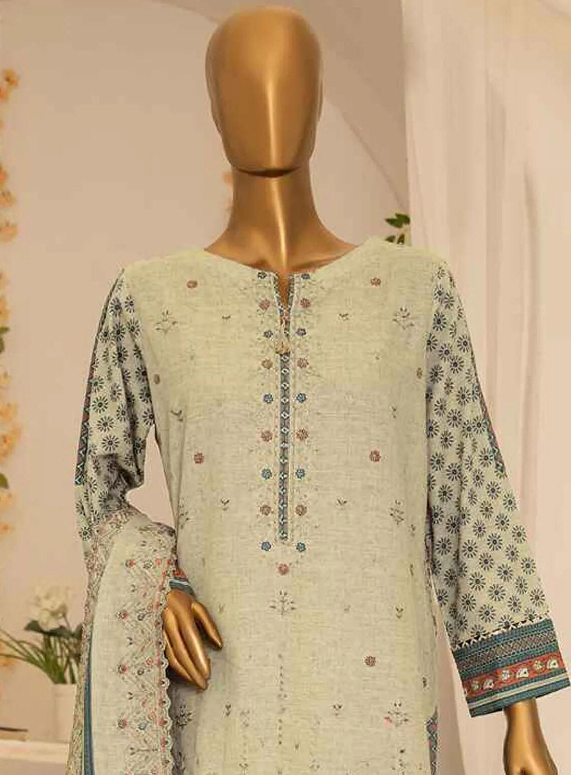 Meraki By HZ Textile Embroidered Khaddar 3 Piece Unstitched Suit HZ24M D-MKE-02 Meraki By HZ Textile Embroidered Khaddar 3 Piece Unstitched Suit HZ24M D-MKE-02