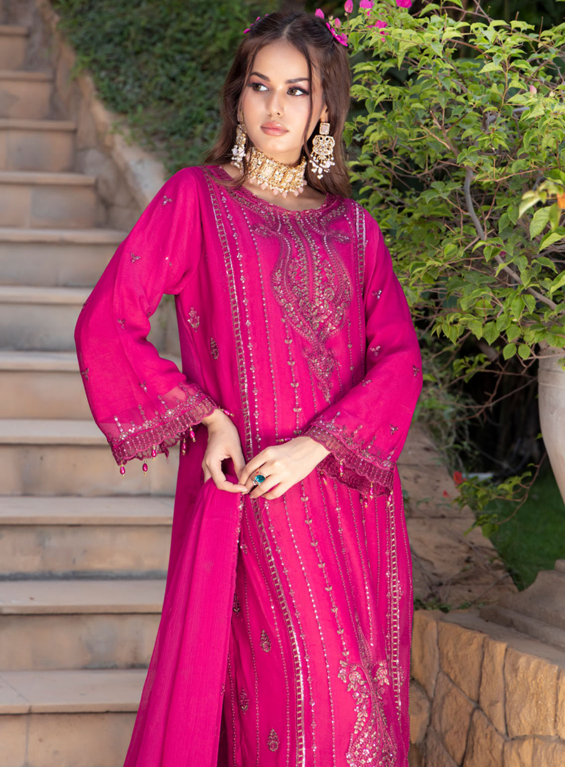 Minimal By Schick Fancy Embroidered Luxury Chiffon 3 Piece Semi Stitched Suit SDH24M FELC-02 Minimal By Schick Fancy Embroidered Luxury Chiffon 3 Piece Semi Stitched Suit SDH24M FELC-02
