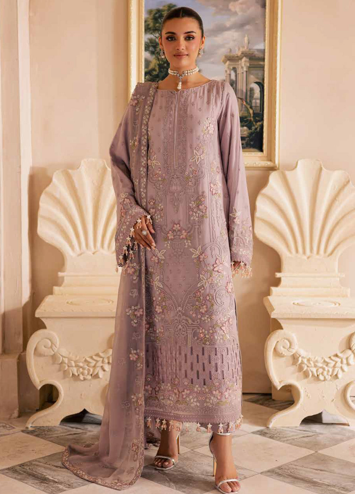 Miraal By Emaan Adeel Embroidered Chiffon 3 Piece Unstitched Suit EA25MLC D-ELNAZ Miraal By Emaan Adeel Embroidered Chiffon 3 Piece Unstitched Suit EA25MLC D-ELNAZ