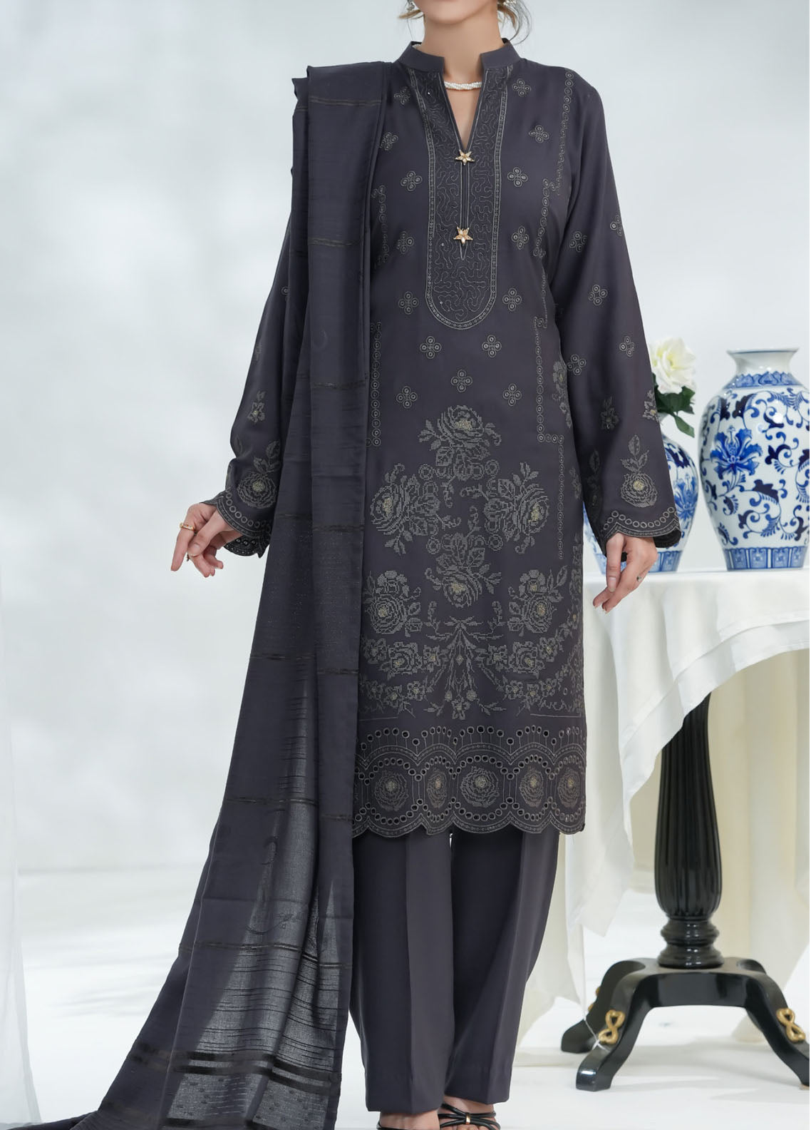 Miraas By VS Textile Embroidered Dhanak 3 Piece Unstitched Suit VS25MDWS D-46 Miraas By VS Textile Embroidered Dhanak 3 Piece Unstitched Suit VS25MDWS D-46