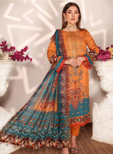 Mishaal By Schick Embroidered Lawn 3 Piece Unstitched Suit SDH24MEL D-03