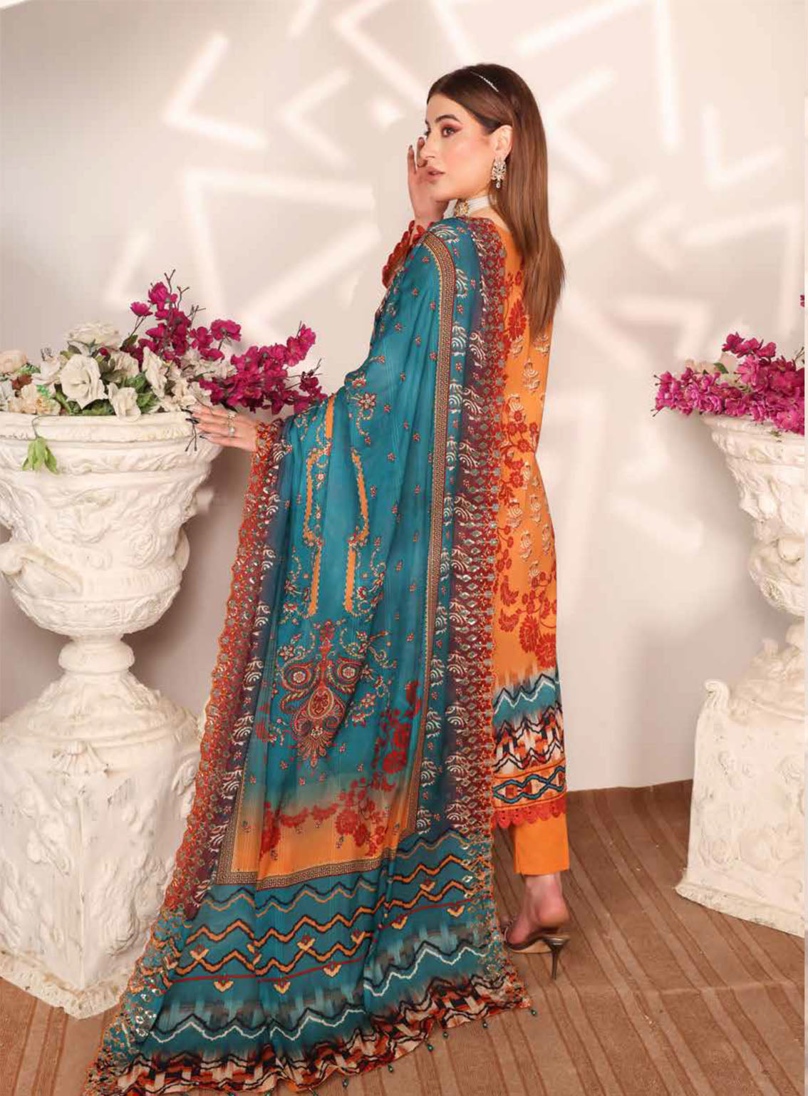Mishaal By Schick Embroidered Lawn 3 Piece Unstitched Suit SDH24MEL D-03 Mishaal By Schick Embroidered Lawn 3 Piece Unstitched Suit SDH24MEL D-03