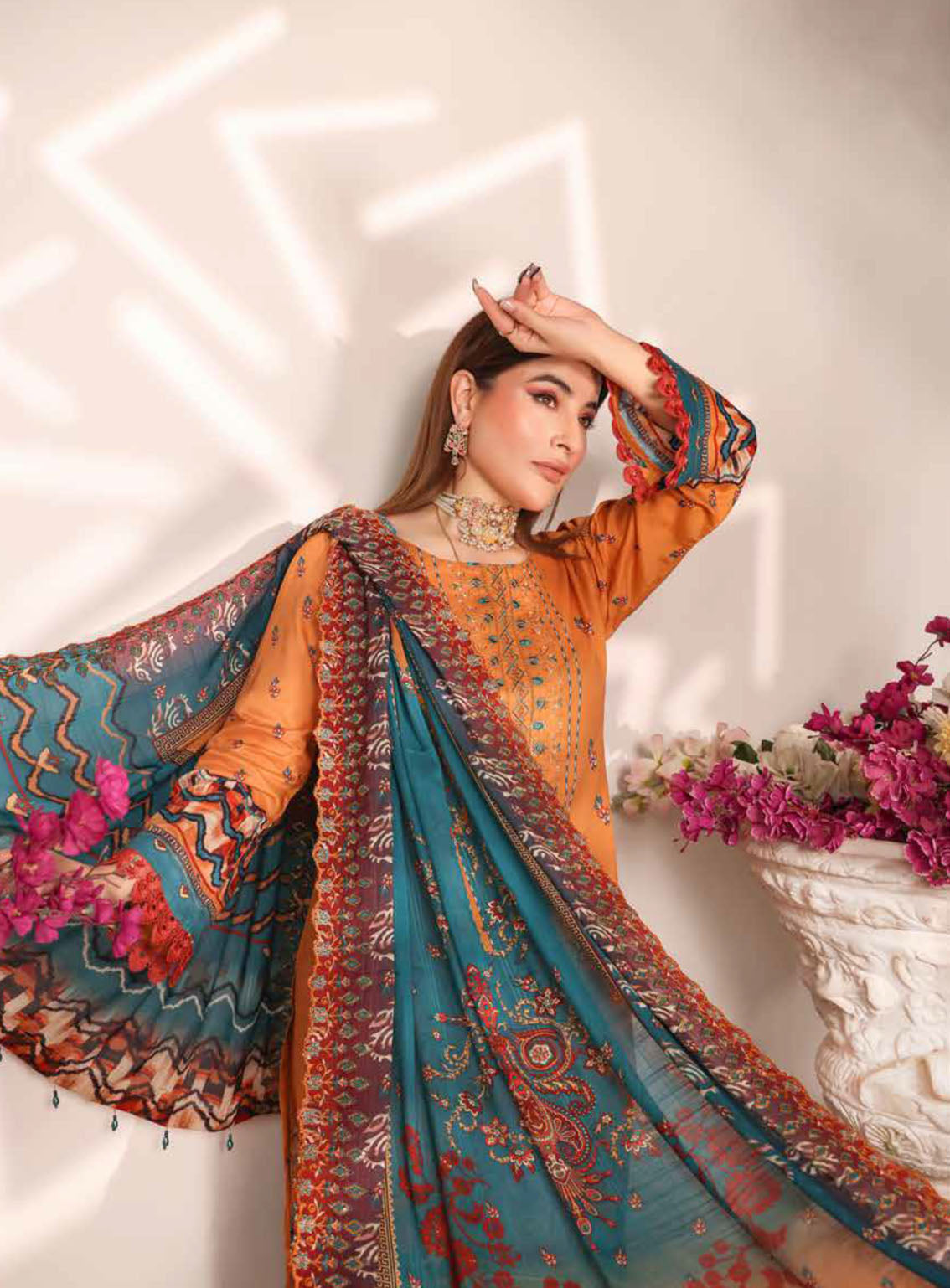 Mishaal By Schick Embroidered Lawn 3 Piece Unstitched Suit SDH24MEL D-03 Mishaal By Schick Embroidered Lawn 3 Piece Unstitched Suit SDH24MEL D-03