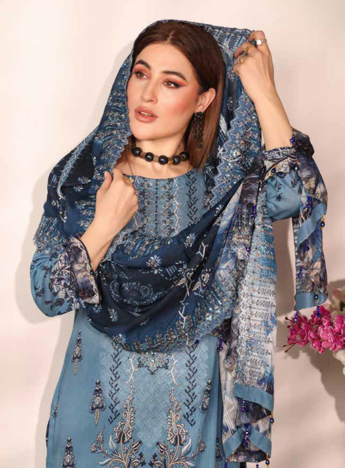 Mishaal By Schick Embroidered Lawn 3 Piece Unstitched Suit SDH24MEL D-04 Mishaal By Schick Embroidered Lawn 3 Piece Unstitched Suit SDH24MEL D-04
