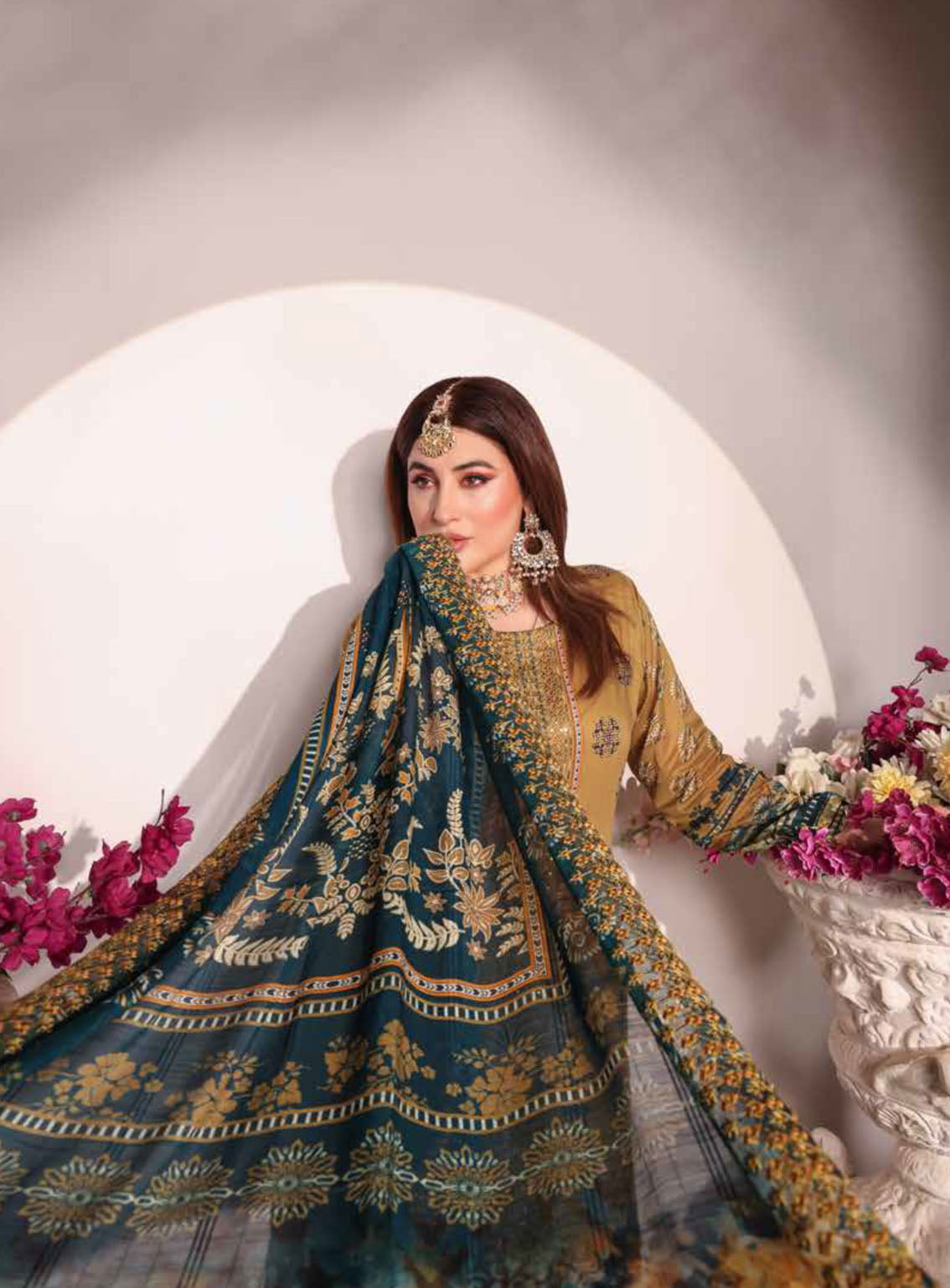 Mishaal By Schick Embroidered Lawn 3 Piece Unstitched Suit SDH24MEL D-05 Mishaal By Schick Embroidered Lawn 3 Piece Unstitched Suit SDH24MEL D-05