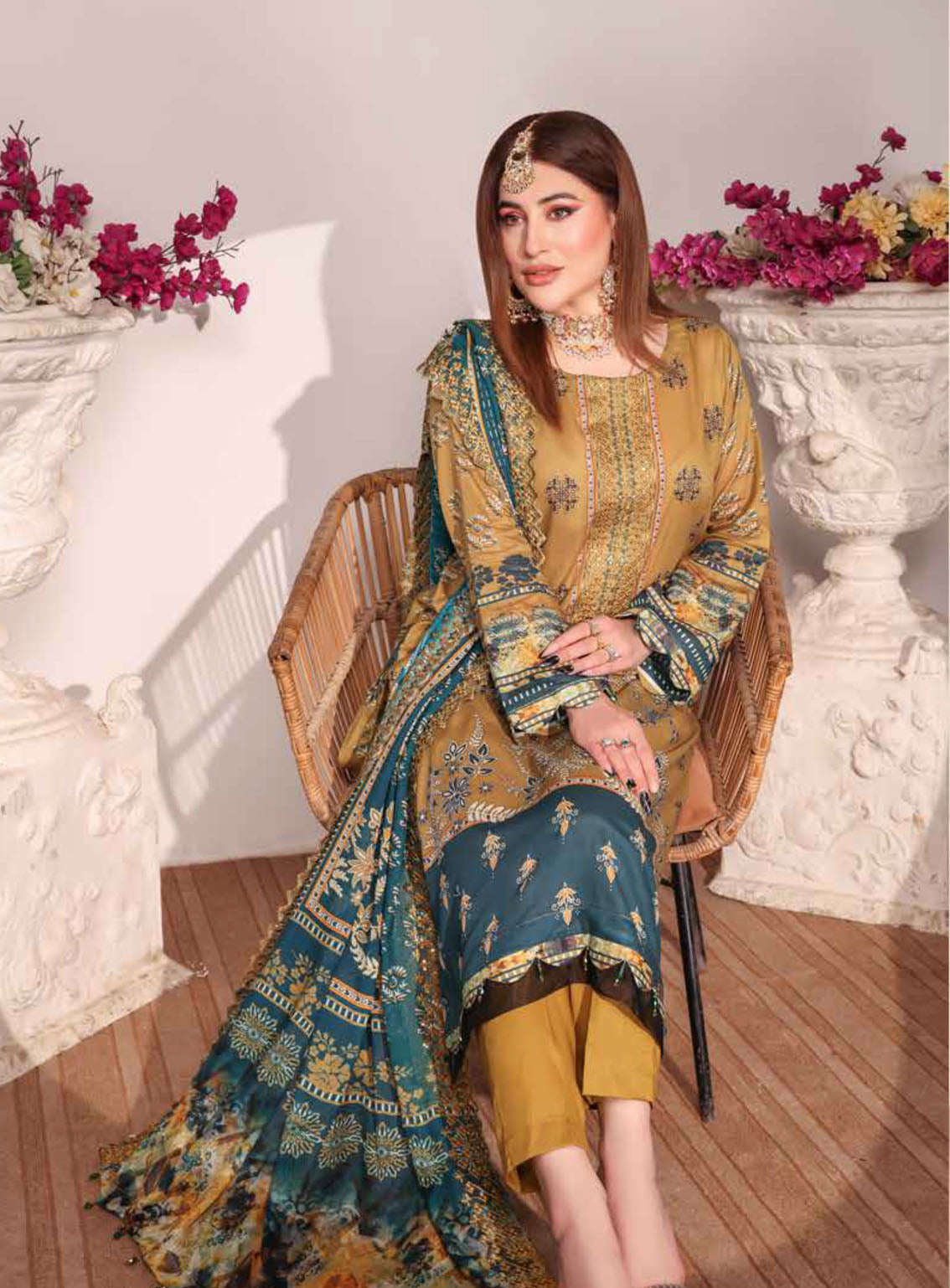 Mishaal By Schick Embroidered Lawn 3 Piece Unstitched Suit SDH24MEL D-05 Mishaal By Schick Embroidered Lawn 3 Piece Unstitched Suit SDH24MEL D-05