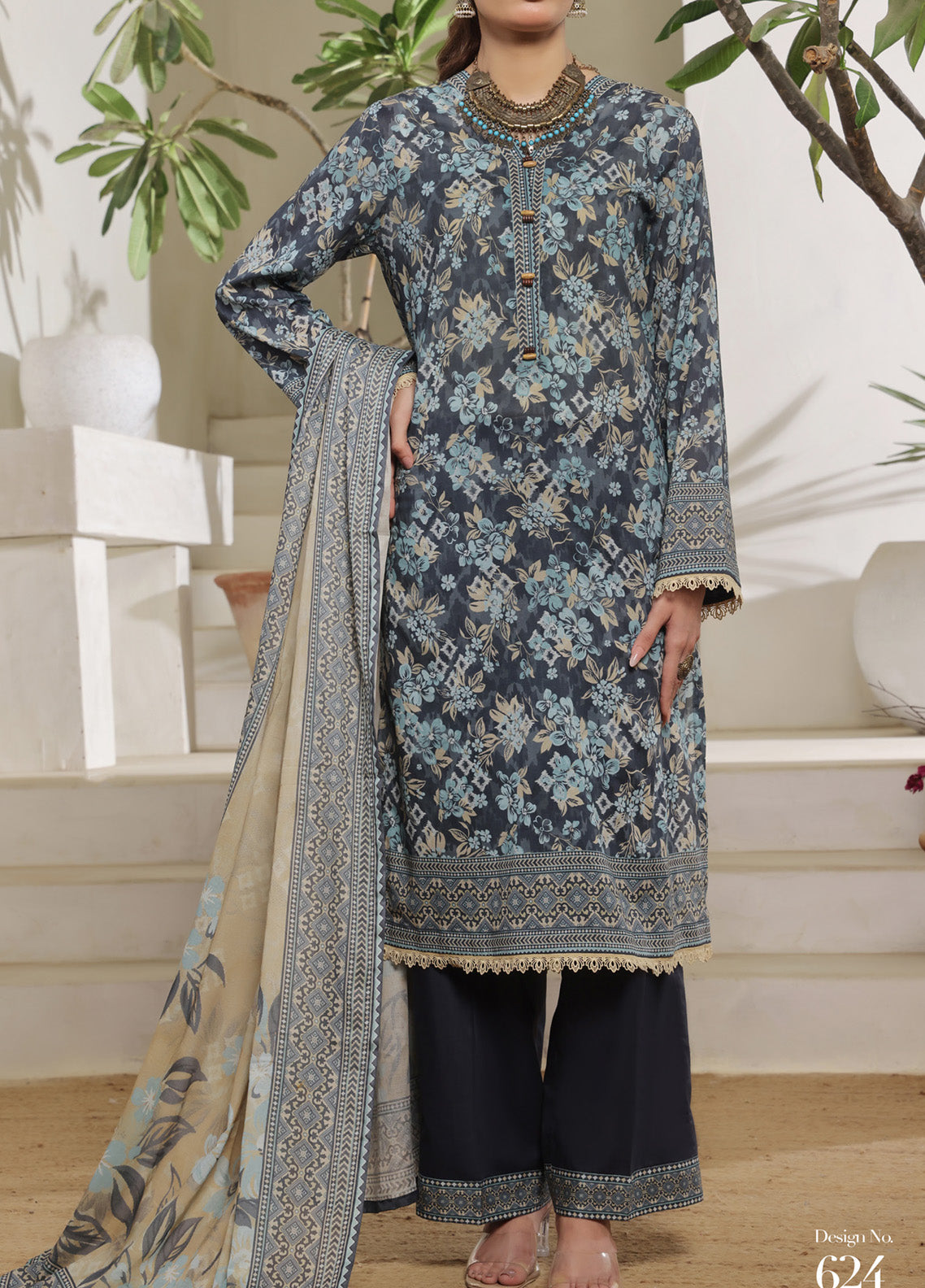 Misri By VS Textile Printed Lawn 3 Piece Unstitched Suit VS25PLV1 D-624 Misri By VS Textile Printed Lawn 3 Piece Unstitched Suit VS25PLV1 D-624