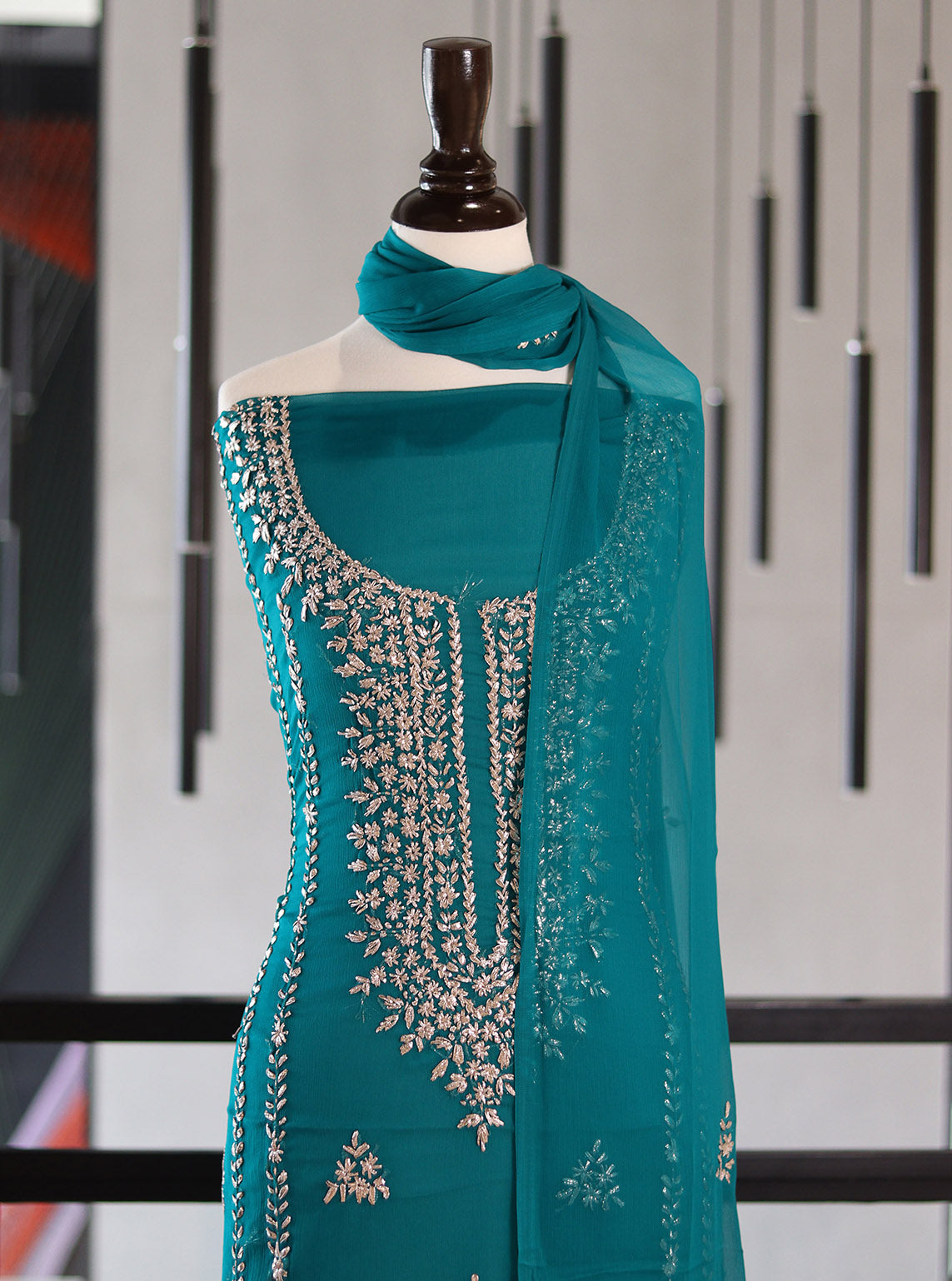 Moin Block Embroidered Chiffon Gota Work 2 Piece Unstitched Suit MBLK24ECG D-15-47 Moin Block Embroidered Chiffon Gota Work 2 Piece Unstitched Suit MBLK24ECG D-15-47