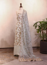 Moin Block Embroidered Raw Silk 3 Piece Unstitched Suit MBLK25ERS MD-1421