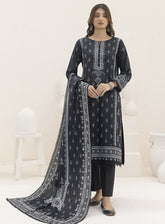 Monochrome By Alzohaib Digital Printed Lawn 3 Piece Unstitched Suit AZ24M MDL-02