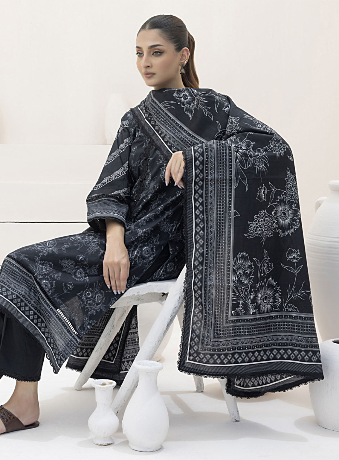 Monochrome By Alzohaib Digital Printed Lawn 3 Piece Unstitched Suit AZ24M MDL-08 Monochrome By Alzohaib Digital Printed Lawn 3 Piece Unstitched Suit AZ24M MDL-08