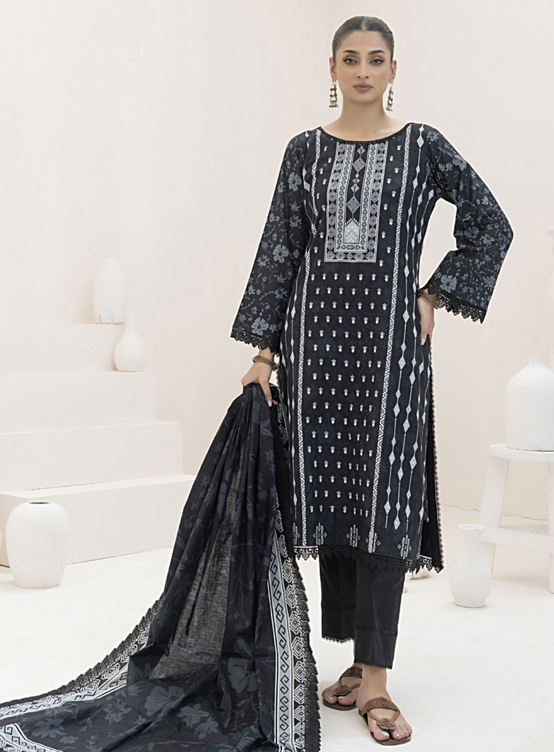 Monochrome By Alzohaib Digital Printed Lawn 3 Piece Unstitched Suit AZ24M MDL-10 Monochrome By Alzohaib Digital Printed Lawn 3 Piece Unstitched Suit AZ24M MDL-10
