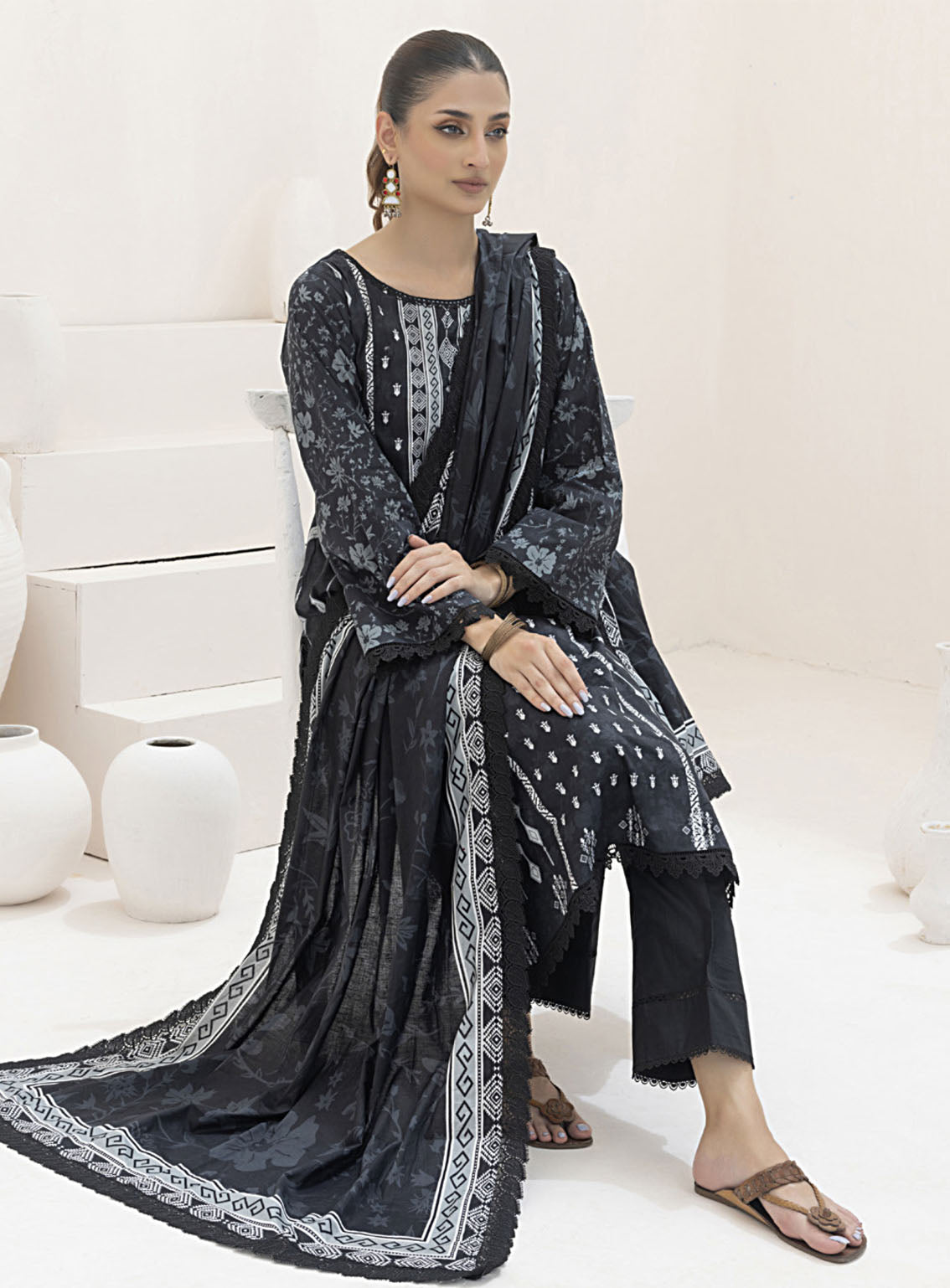 Monochrome By Alzohaib Digital Printed Lawn 3 Piece Unstitched Suit AZ24M MDL-10 Monochrome By Alzohaib Digital Printed Lawn 3 Piece Unstitched Suit AZ24M MDL-10