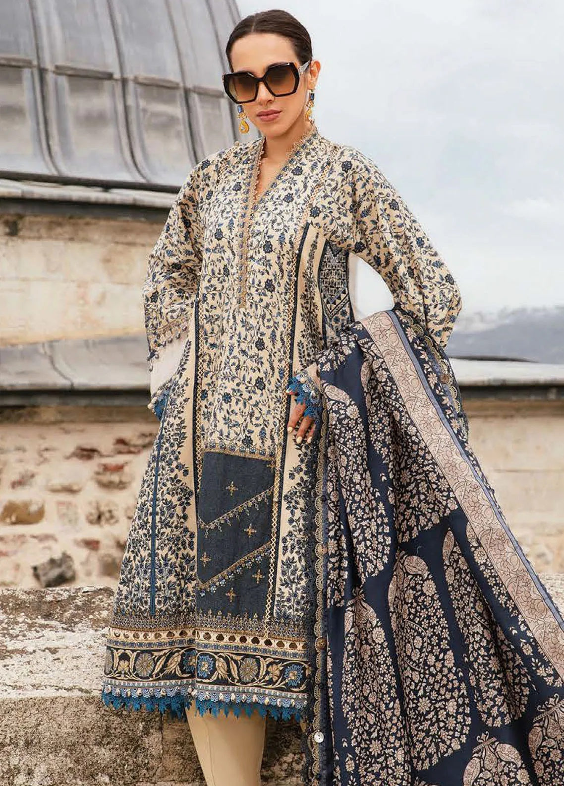 M.Prints By Maria B Embroidered Cambric 3 Piece Unstitched Suit MB24MPFE MPT-2302-A M.Prints By Maria B Embroidered Cambric 3 Piece Unstitched Suit MB24MPFE MPT-2302-A