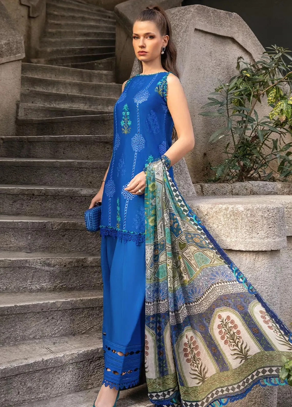 M.Prints By Maria B Embroidered Cambric 3 Piece Unstitched Suit MB24MPFE MPT-2303-A M.Prints By Maria B Embroidered Cambric 3 Piece Unstitched Suit MB24MPFE MPT-2303-A