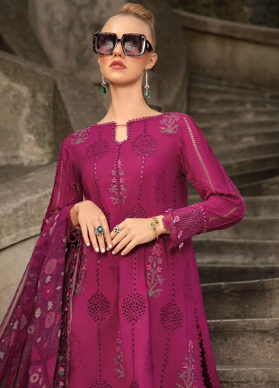 M.Prints By Maria B Embroidered Cambric 3 Piece Unstitched Suit MB24MPFE MPT-2303-B M.Prints By Maria B Embroidered Cambric 3 Piece Unstitched Suit MB24MPFE MPT-2303-B