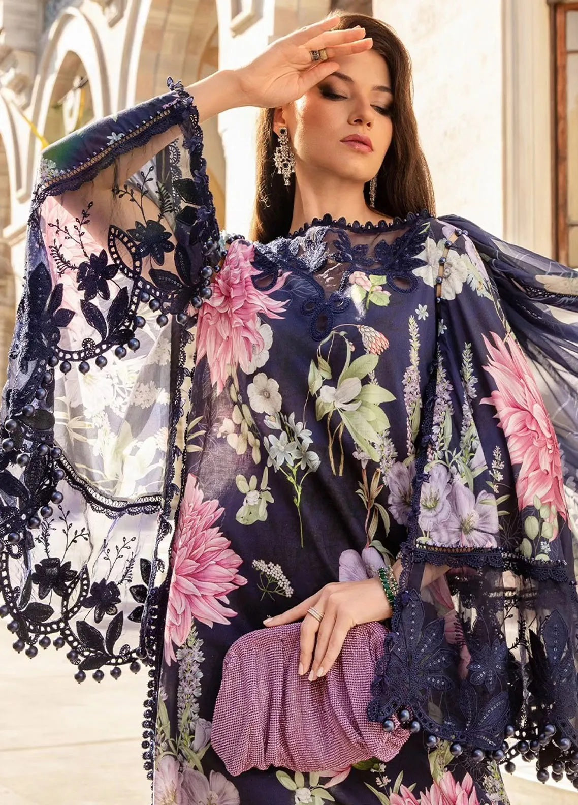 M.Prints By Maria B Embroidered Cambric 3 Piece Unstitched Suit MB24MPFE MPT-2306-B M.Prints By Maria B Embroidered Cambric 3 Piece Unstitched Suit MB24MPFE MPT-2306-B