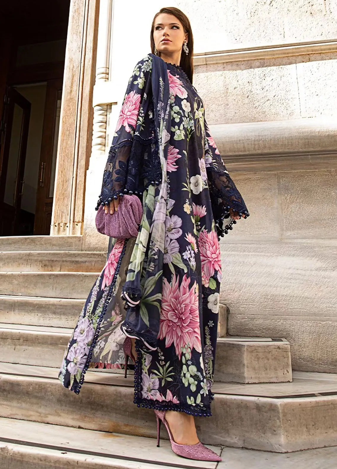 M.Prints By Maria B Embroidered Cambric 3 Piece Unstitched Suit MB24MPFE MPT-2306-B M.Prints By Maria B Embroidered Cambric 3 Piece Unstitched Suit MB24MPFE MPT-2306-B