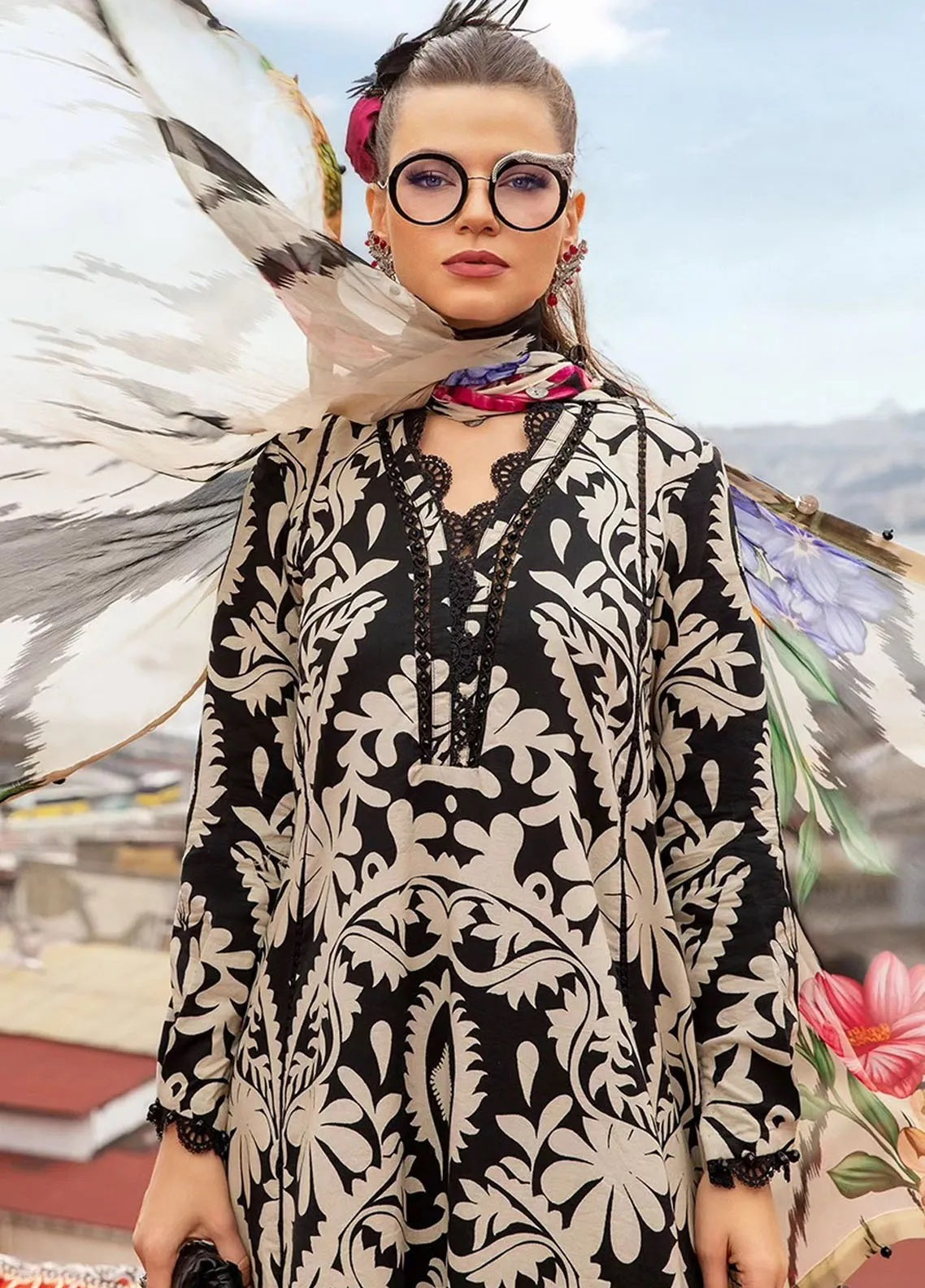 M.Prints By Maria B Embroidered Cambric 3 Piece Unstitched Suit MB24MPFE MPT-2307-B M.Prints By Maria B Embroidered Cambric 3 Piece Unstitched Suit MB24MPFE MPT-2307-B