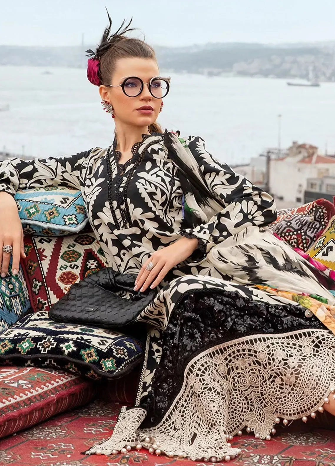 M.Prints By Maria B Embroidered Cambric 3 Piece Unstitched Suit MB24MPFE MPT-2307-B M.Prints By Maria B Embroidered Cambric 3 Piece Unstitched Suit MB24MPFE MPT-2307-B