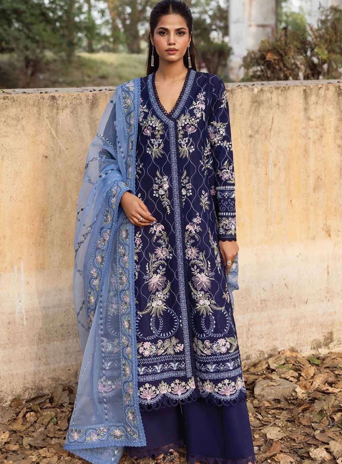 Mulaqaat By Afrozeh Embroidered Lawn 3 Piece Unstitched Suit AF25MFL D-06 SHIDDAT Mulaqaat By Afrozeh Embroidered Lawn 3 Piece Unstitched Suit AF25MFL D-06 SHIDDAT