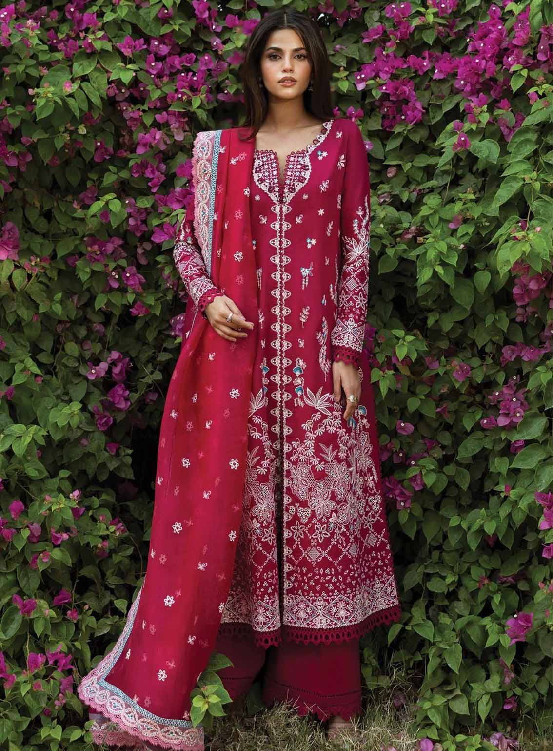 Mulaqaat By Afrozeh Embroidered Lawn 3 Piece Unstitched Suit AF25MFL D-09 HUMNASHEEN Mulaqaat By Afrozeh Embroidered Lawn 3 Piece Unstitched Suit AF25MFL D-09 HUMNASHEEN
