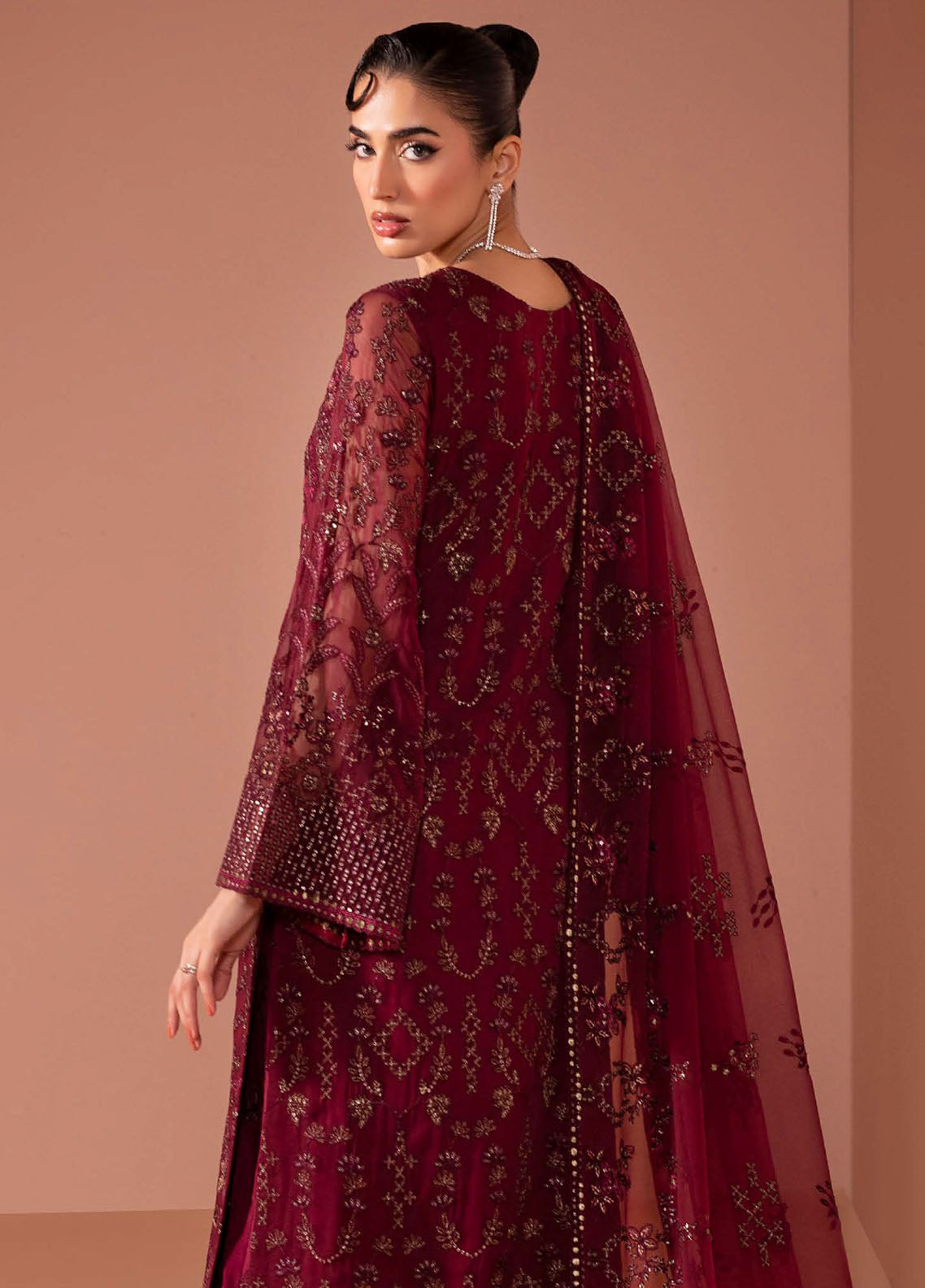 Murawwat By Lavish Premium Luxury Embroidered Chiffon 3 Piece Unstitched Suit LP25MLC D-01 ROSEWOOD WINE Murawwat By Lavish Premium Luxury Embroidered Chiffon 3 Piece Unstitched Suit LP25MLC D-01 ROSEWOOD WINE